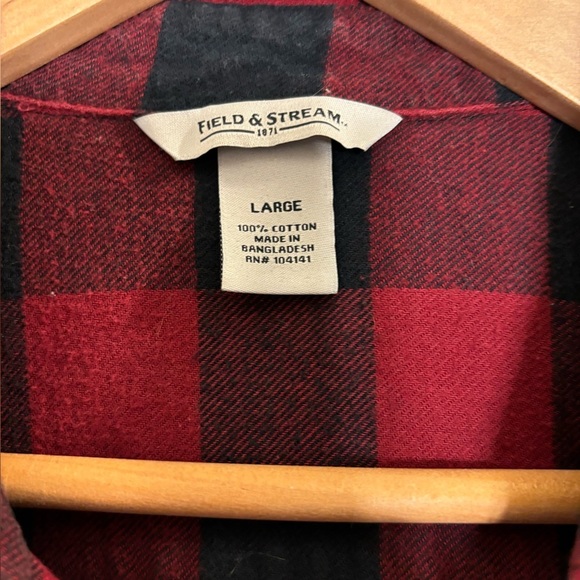 Field & Stream red & black checked cotton flannel long sleeve button up shacket - Picture 3 of 3